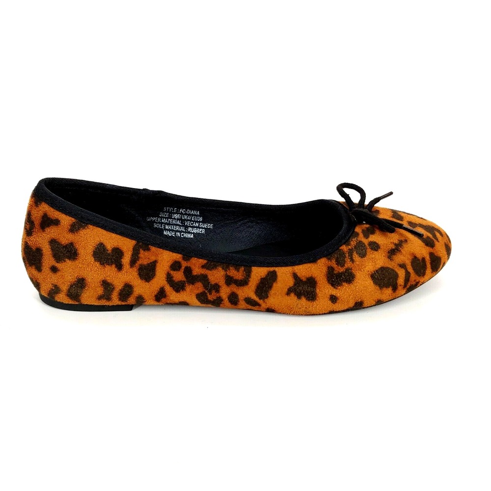 French Connection Shoes‎ Womens Diana Leopard 6 Ballet Flats Vegan Suede New